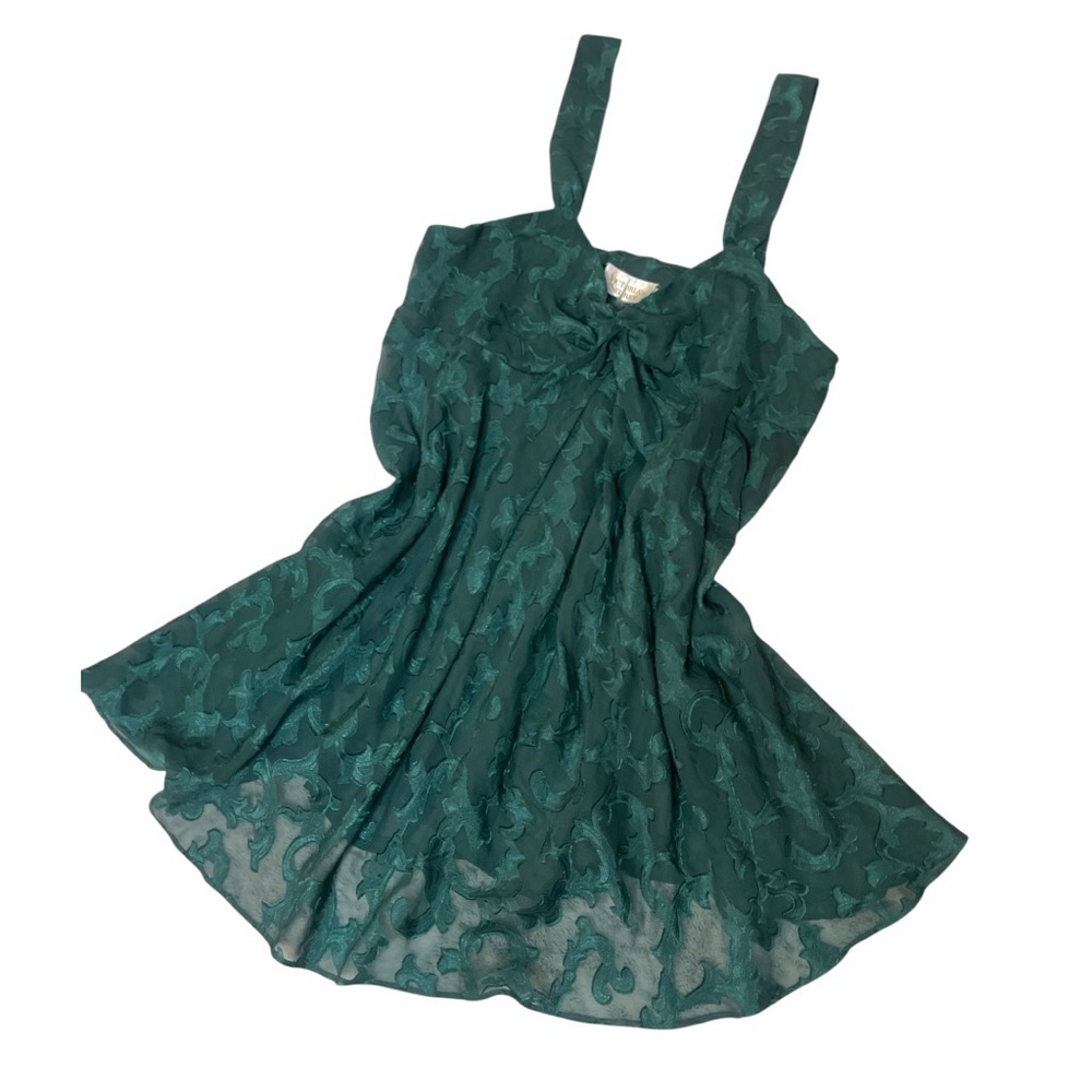 Vintage Victoria's Secret Emerald Green Lace Slip Lingerie Nightie Dress